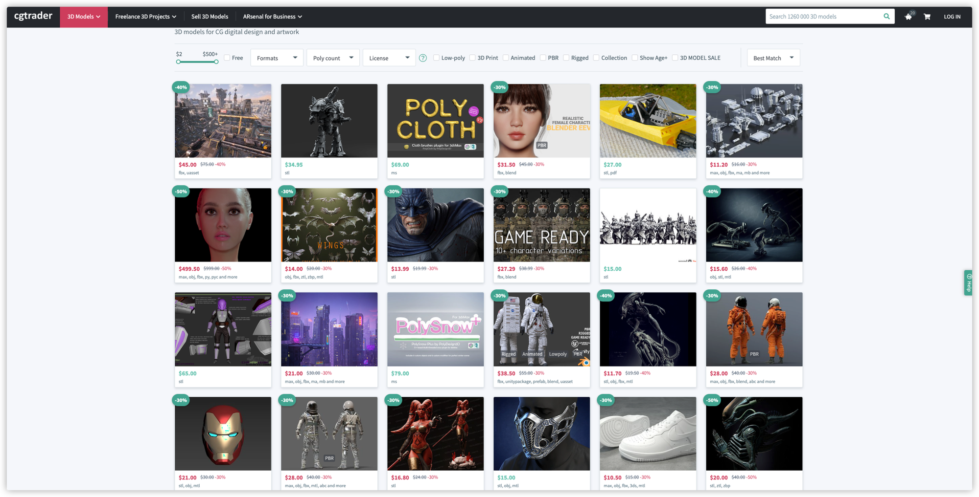 screenshot of CGTrader