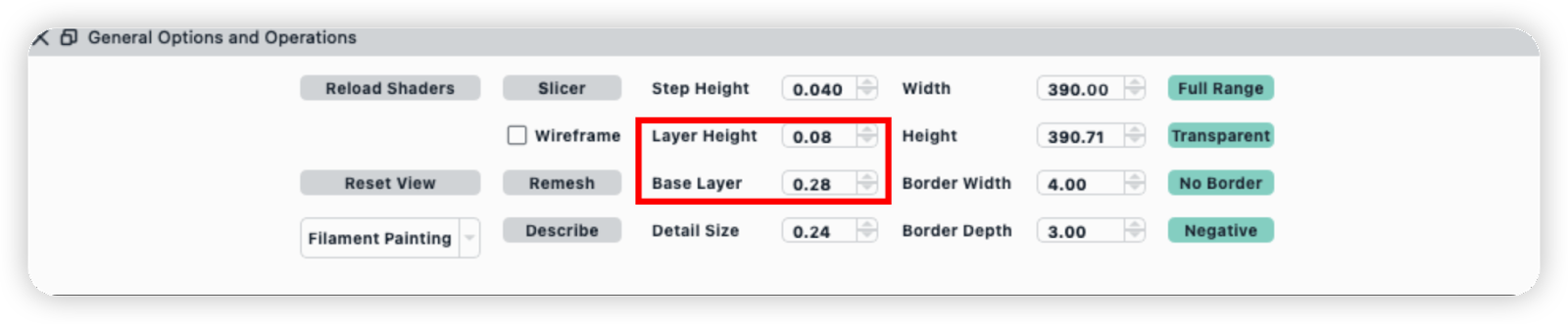 Adjust the parameters