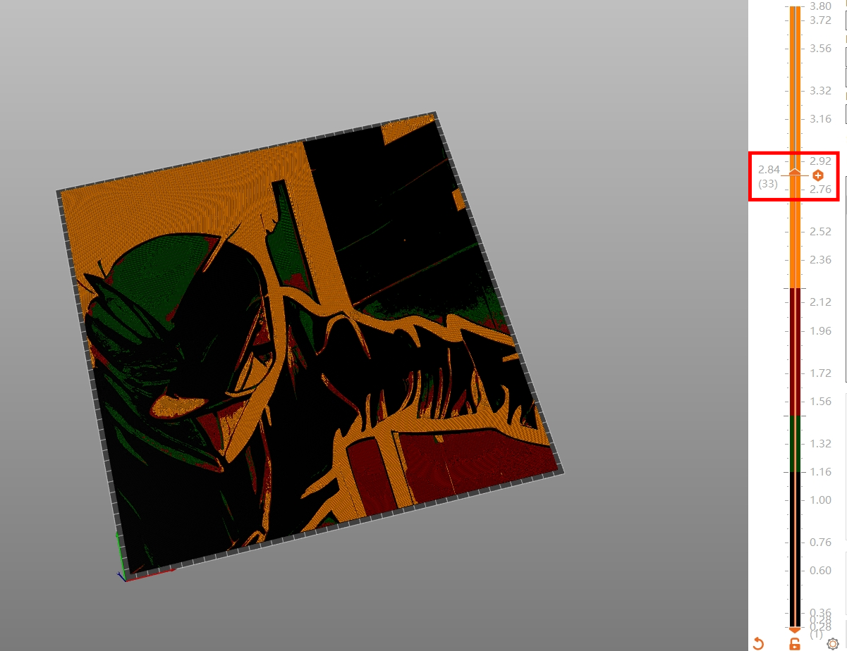 Along the layer bar on the right, find and click Layer 33 (2.84 mm).