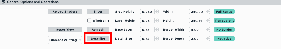In the&nbsp;General Options and Operations&nbsp;panel, click&nbsp;Describe.