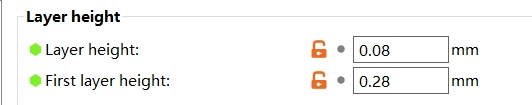 Adjust the parameters: layer height