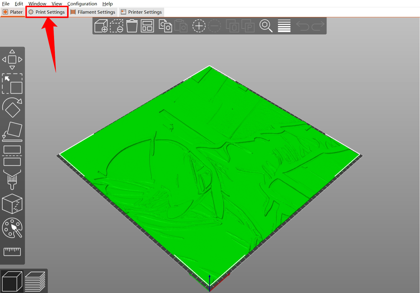 Import the STL file and adjust the slicing parameters.