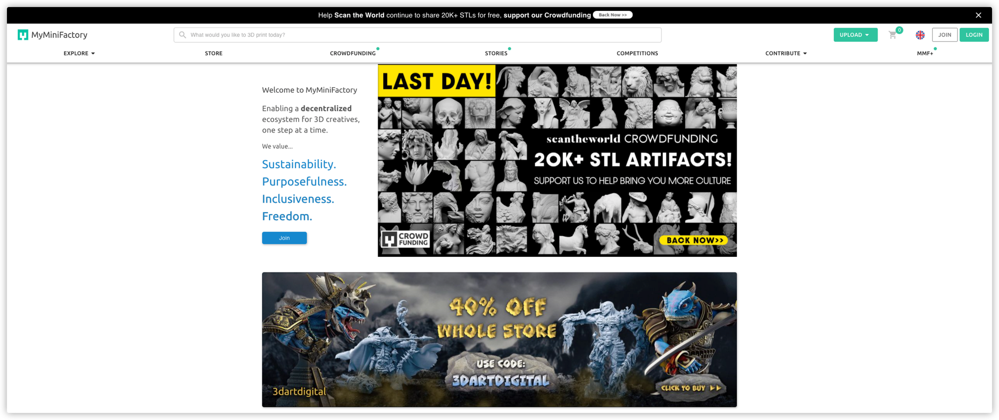 screenshot of MyMiniFactory