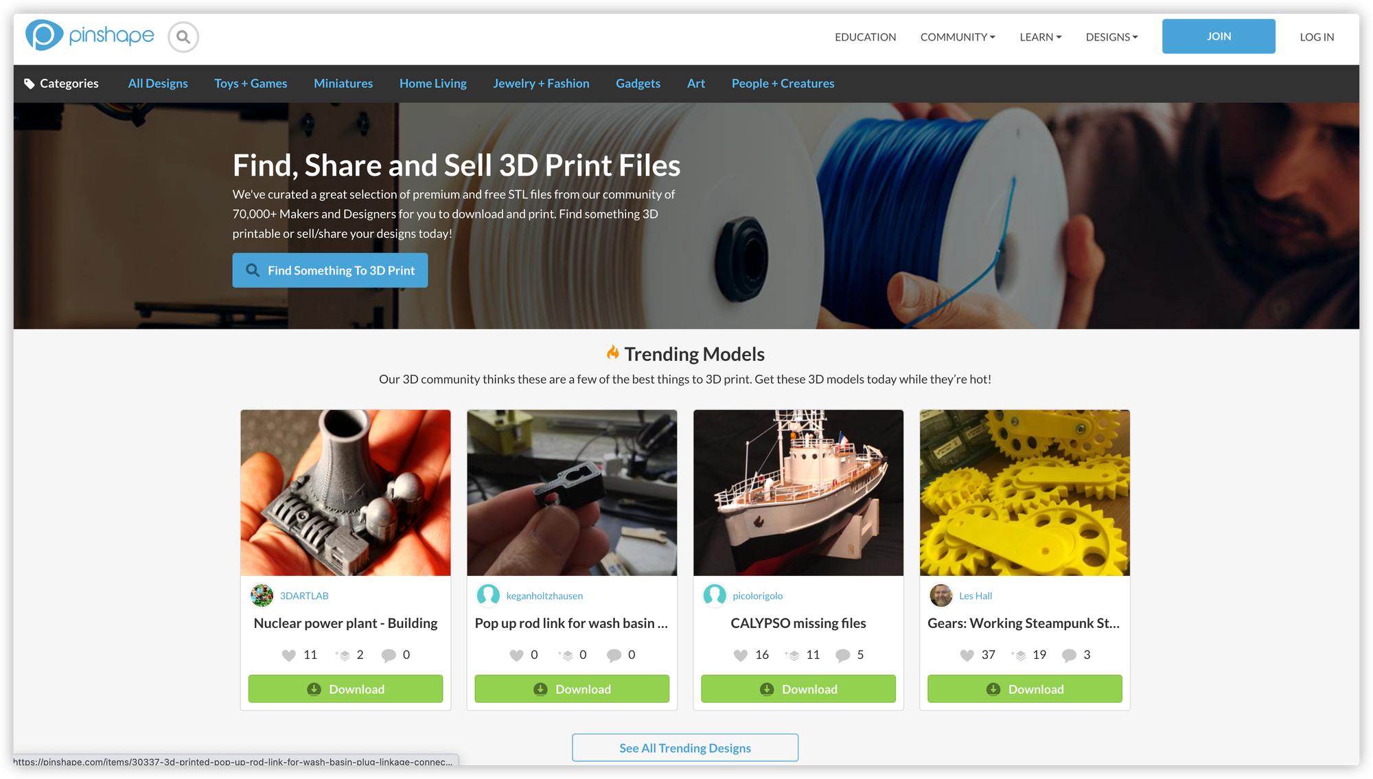 screenshot of Pinshape