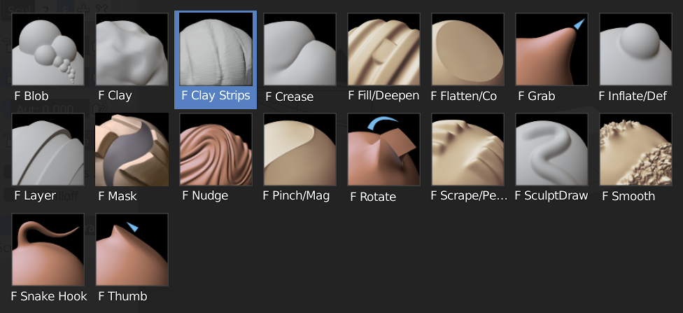 Sculpting brushes in Blender