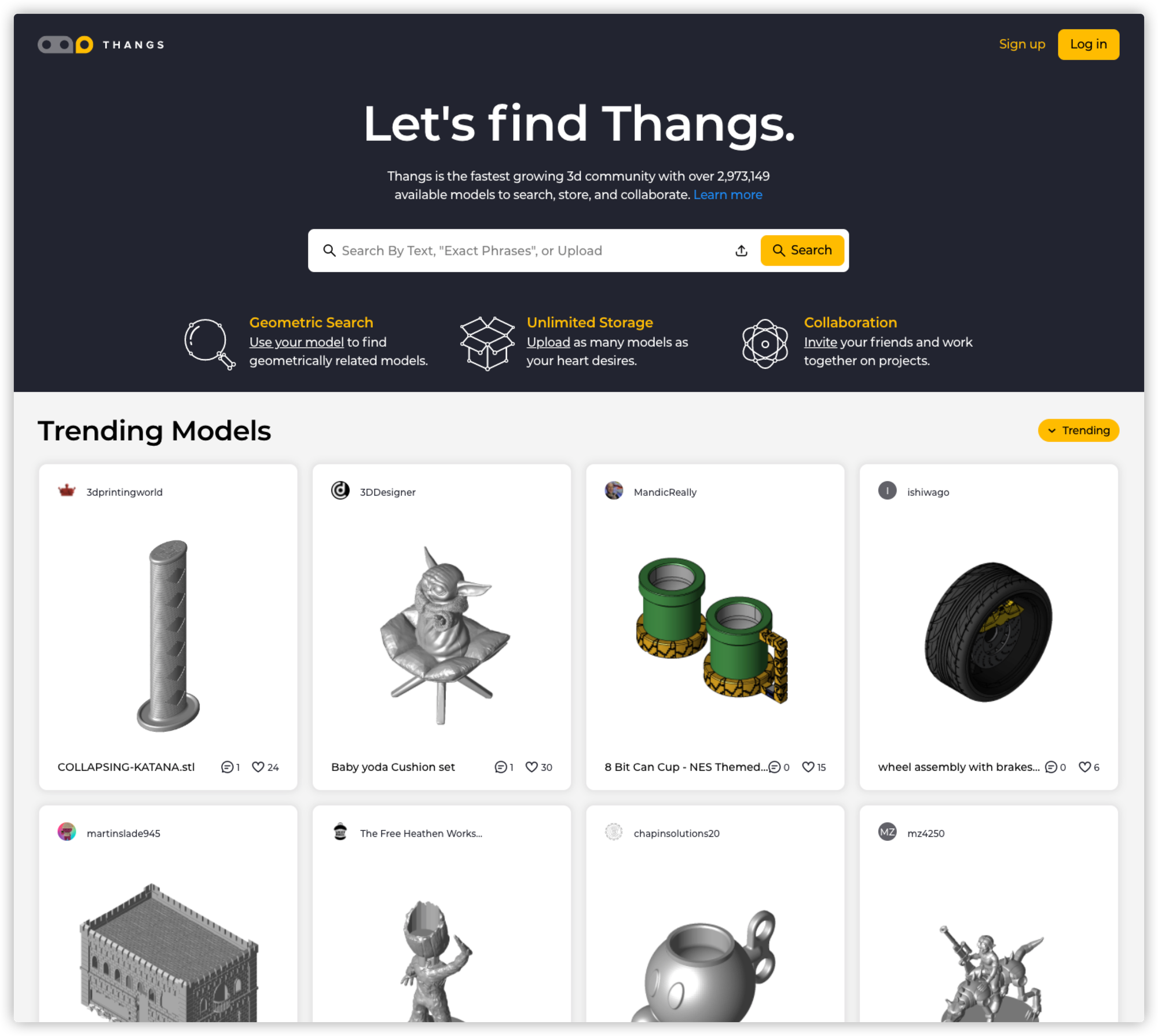 screenshot of Thangs