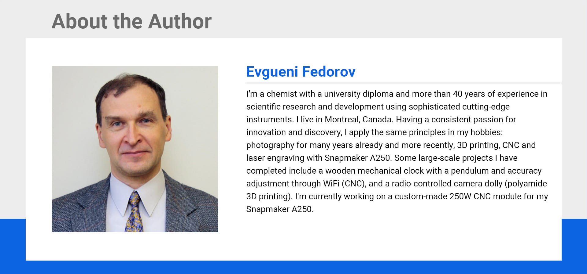 Information about the Author, Evgueni Fedrov