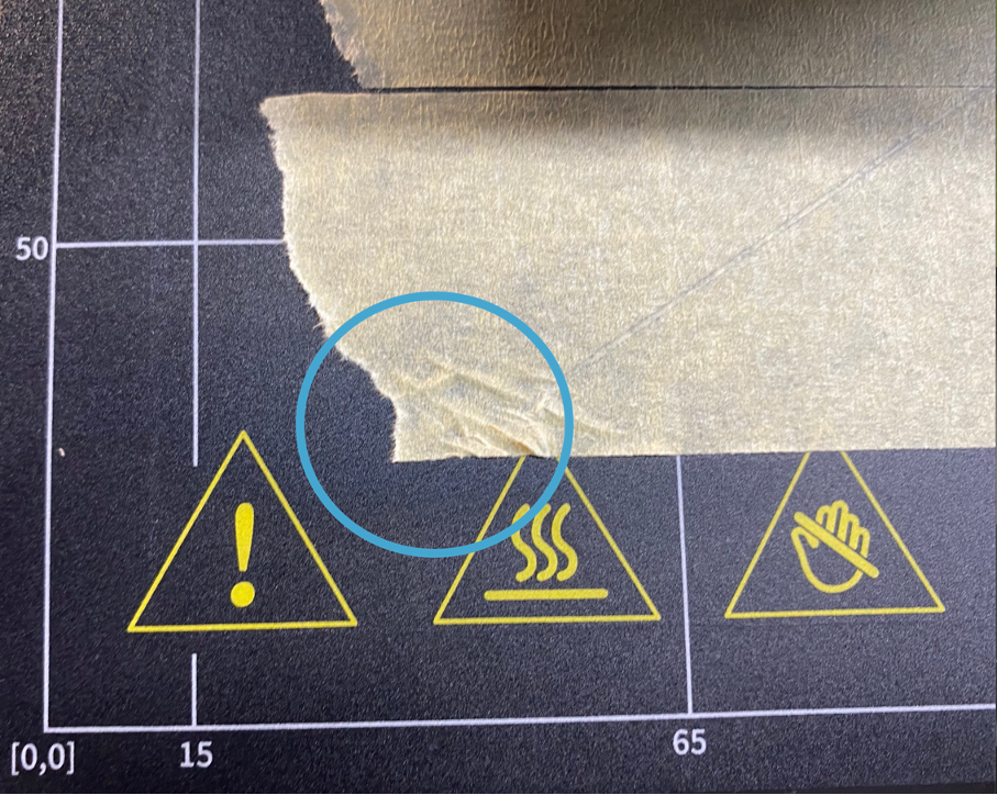 Level the heated bed again after applying the masking tapes before printing due to the tape's thickness.