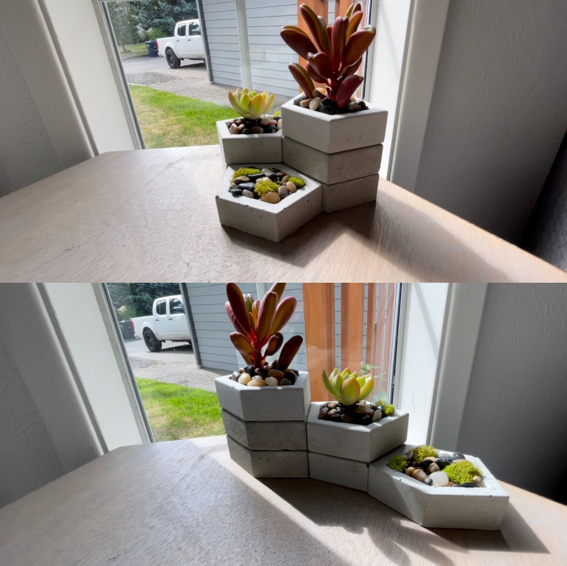 Two examples of the different configurations that are possible with the modular components.