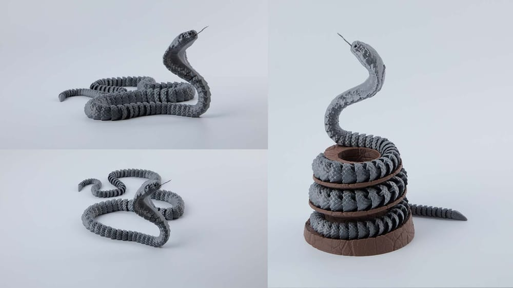 3D printed coiled serpent pencil holder, a simple and fun 3D printing idea for a desk organizer.