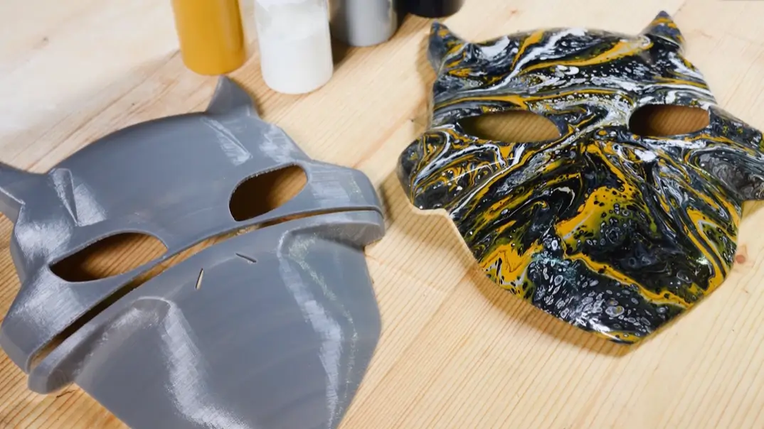 3D printed movie prop mask raw prototype and finished demo.