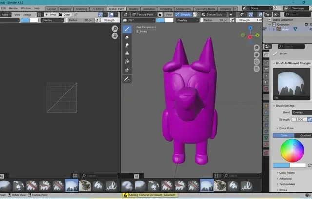 Showing 3D model texture painting for 3MF file creation.