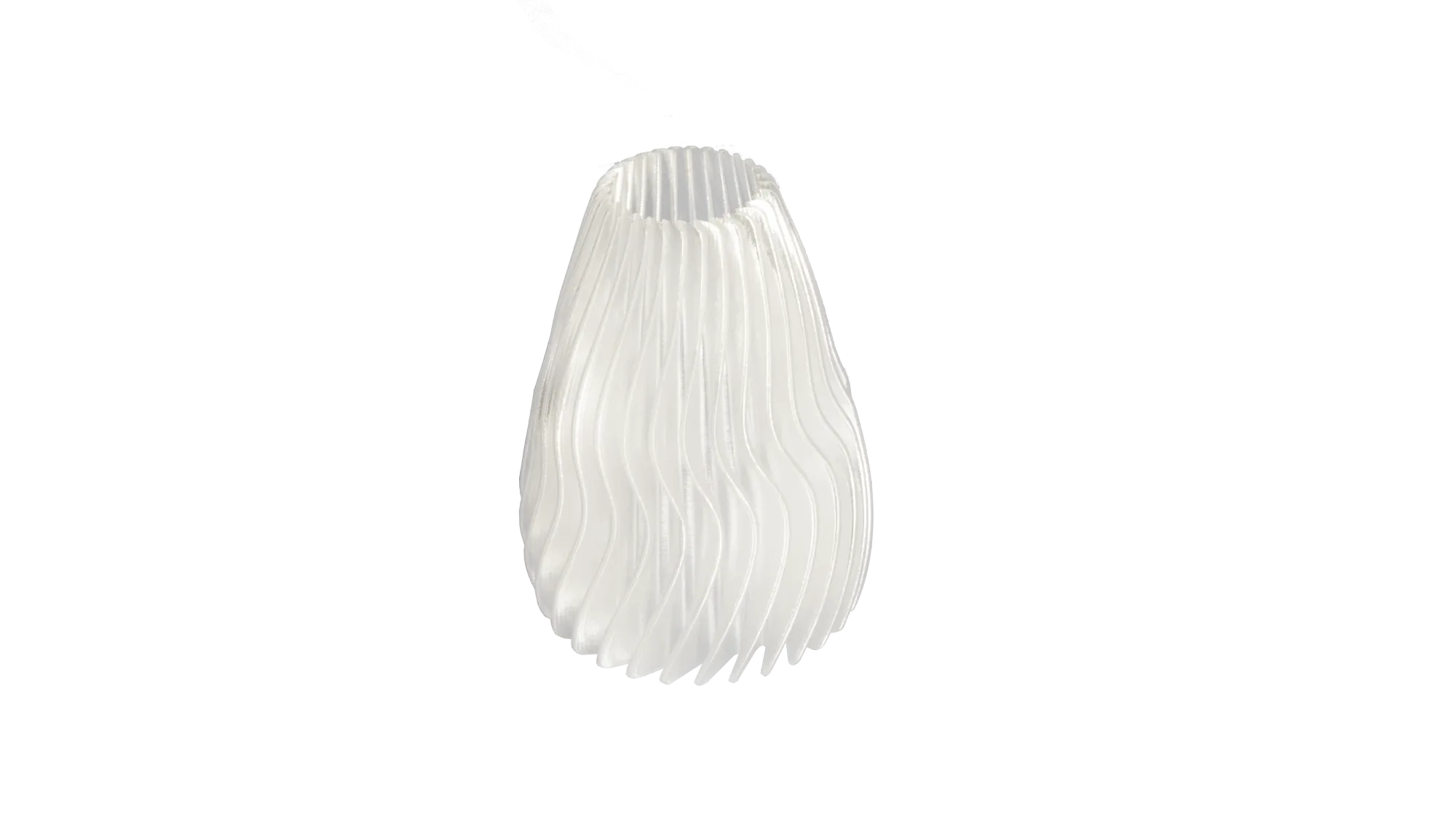 Clear 3D printed wave lampshade using transparent filament.