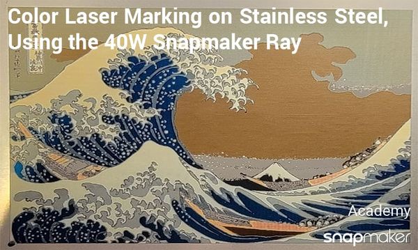 The Great Wave off Kanagawa color laser marked on Stainless steel