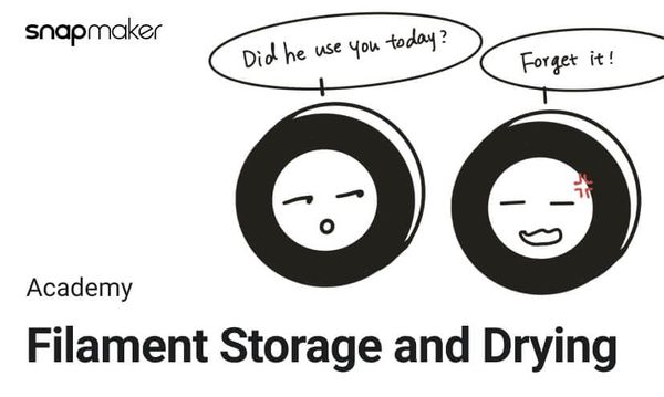 A cartoon illustration of two 3D printing filament spools with faces, one asking "Did he use you today?" and the other responding "Forget it!" with a red mark on its face.