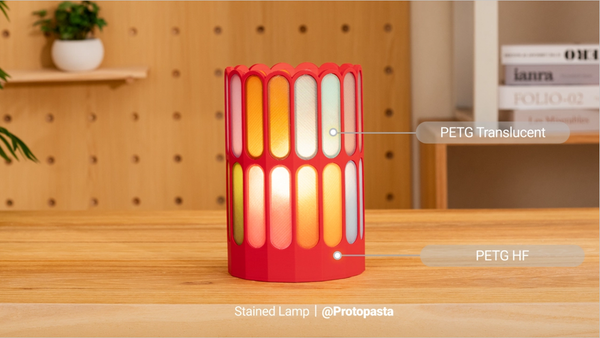 3D printed stained lamp on wooden desk