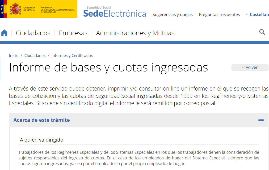 En esta página de la Seguridad Social podemos solicitar el informe.