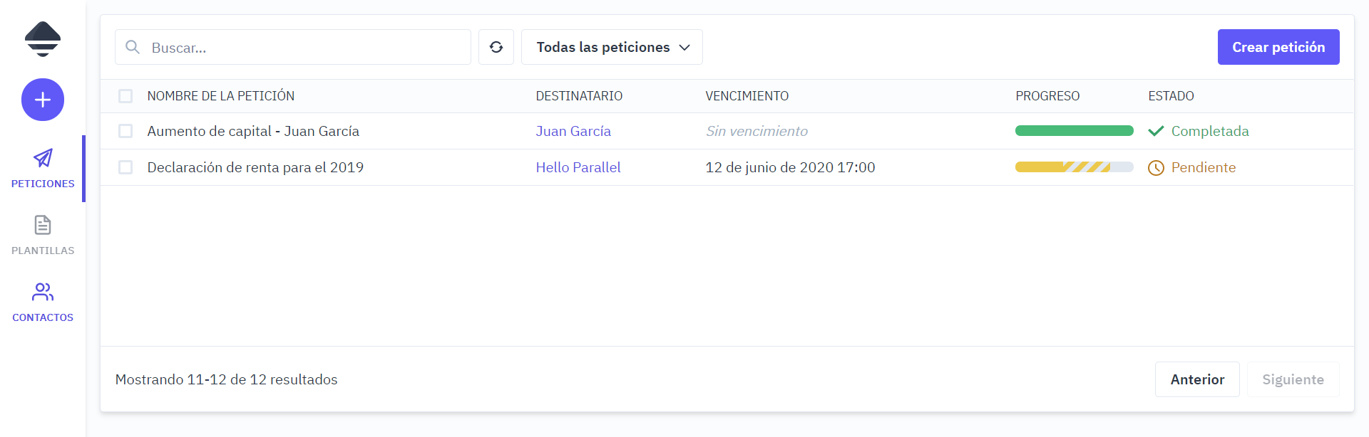 Haz seguimiento de tus peticiones dentro de Parallel.