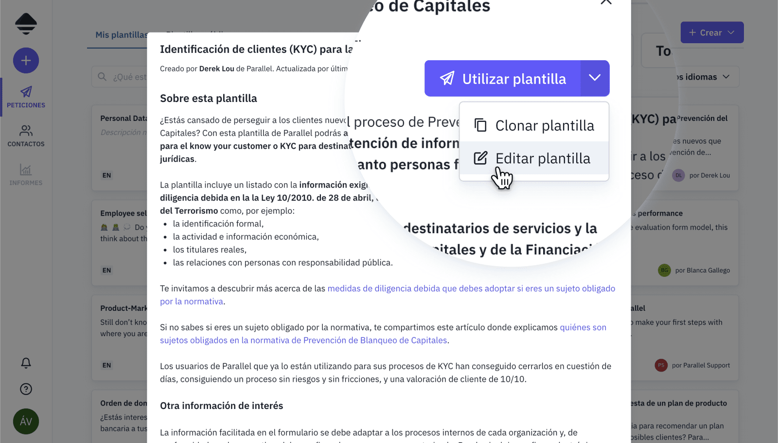Editar plantilla
