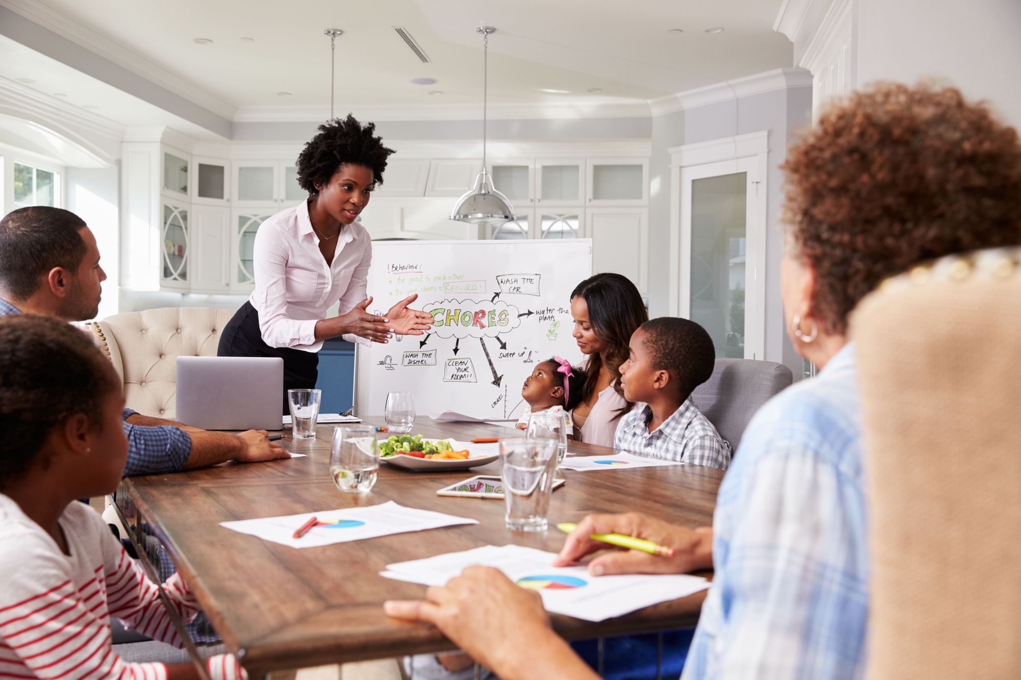 Workflow organization in a family