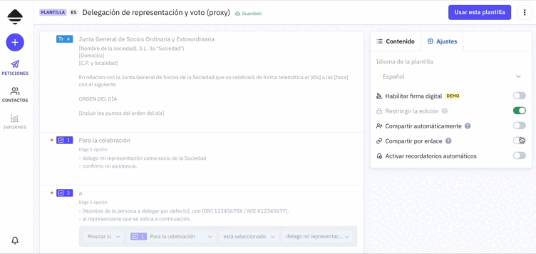 Vídeo mostrando el proceso de cómo crear un enlace público