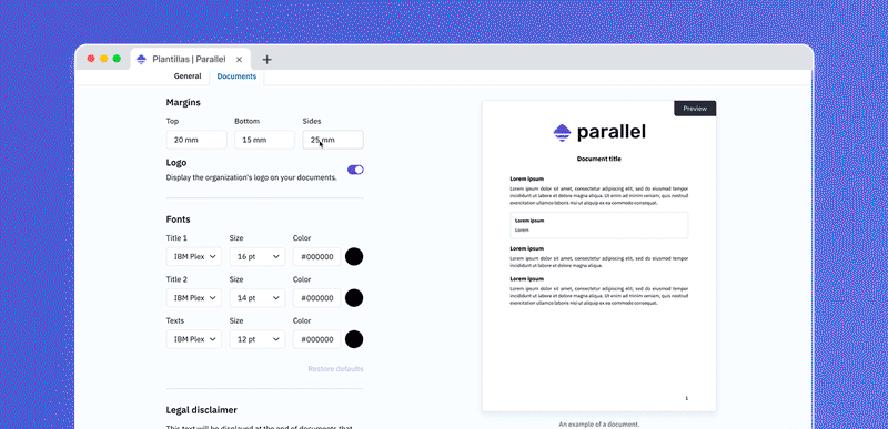 Imagen con la personalización de tus documentos