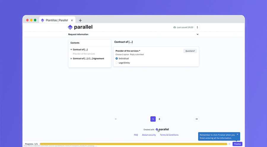Imagen que representa un mensaje de agradecimiento de Parallel