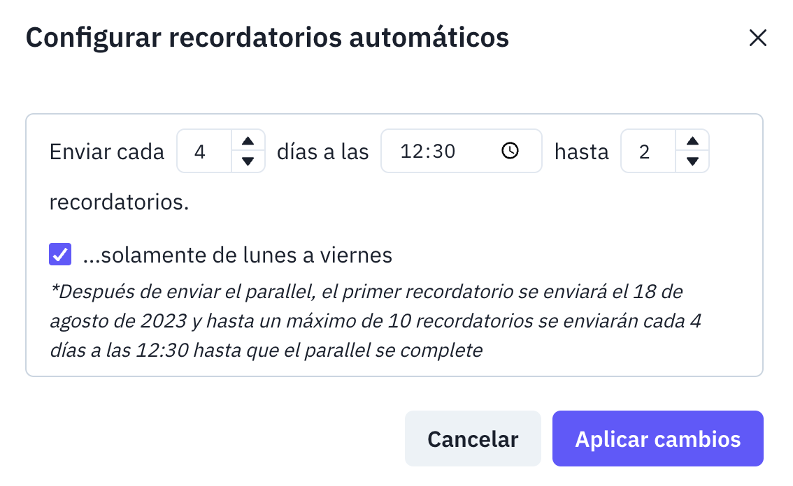 recordatorios automaticos parallel