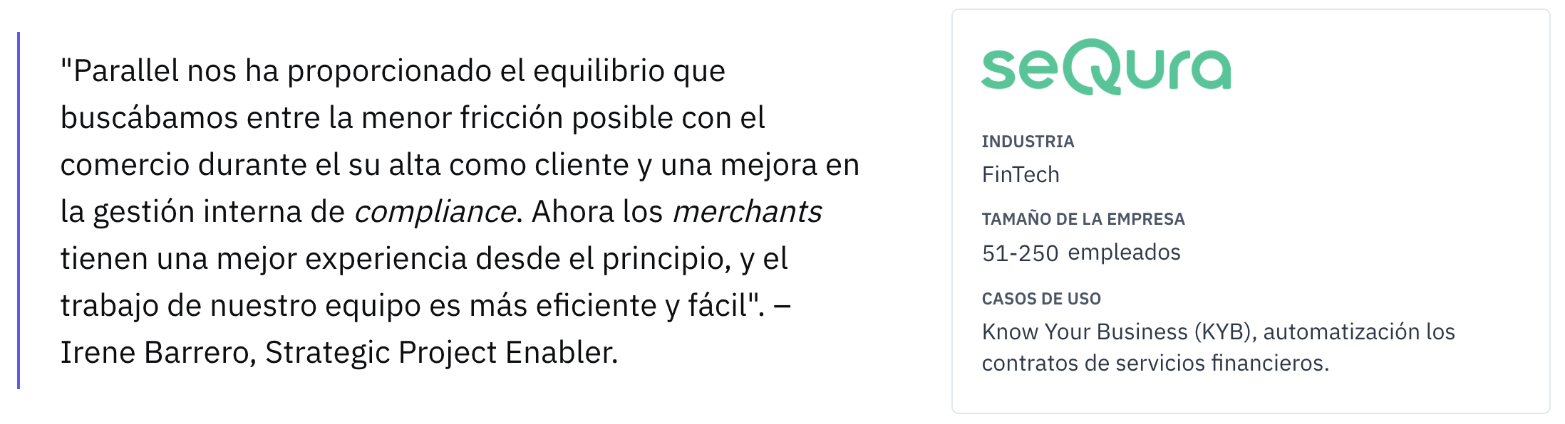 Testimonio de Irene Barrero de SeQura sobre los beneficios de Parallel