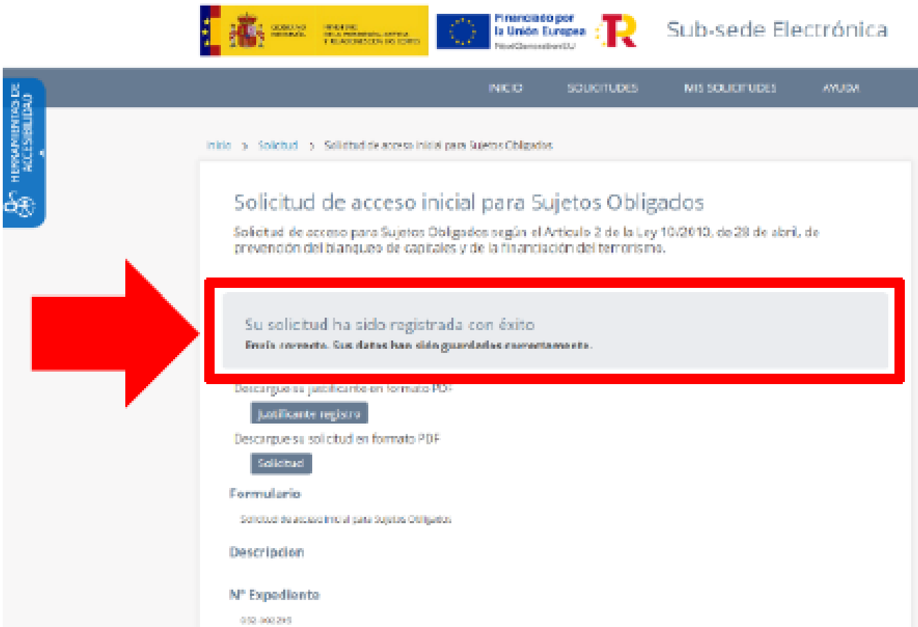 Captura 7: guía para solicitar el acceso al RCTIR
