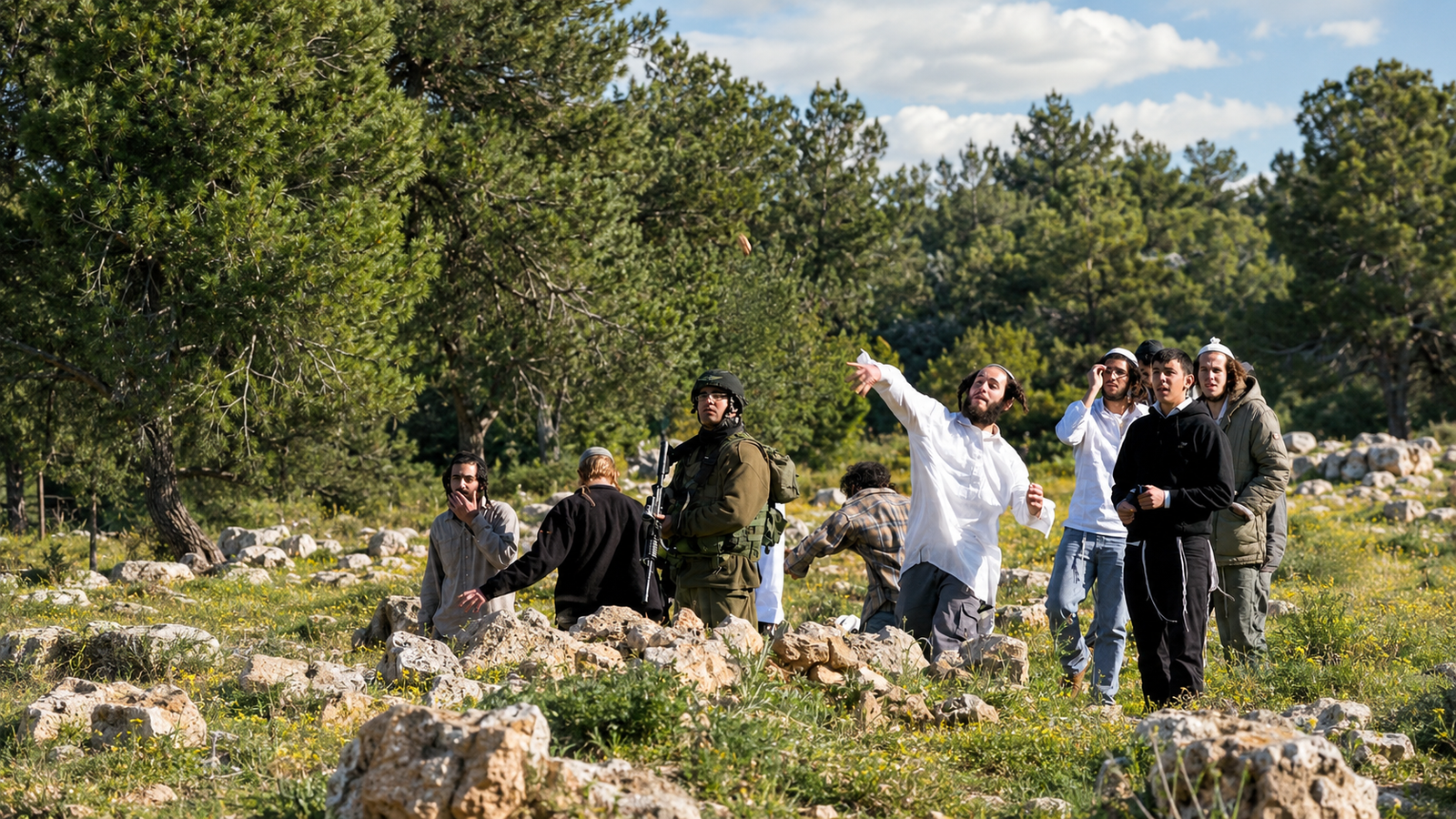 Settlers attack Palestinian farmers and activists marching to reach their land northeast of Ramallah