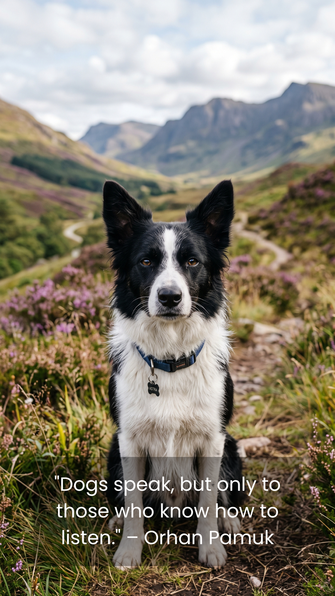 Expressive Border Collie looking at the camera quote wallpaper