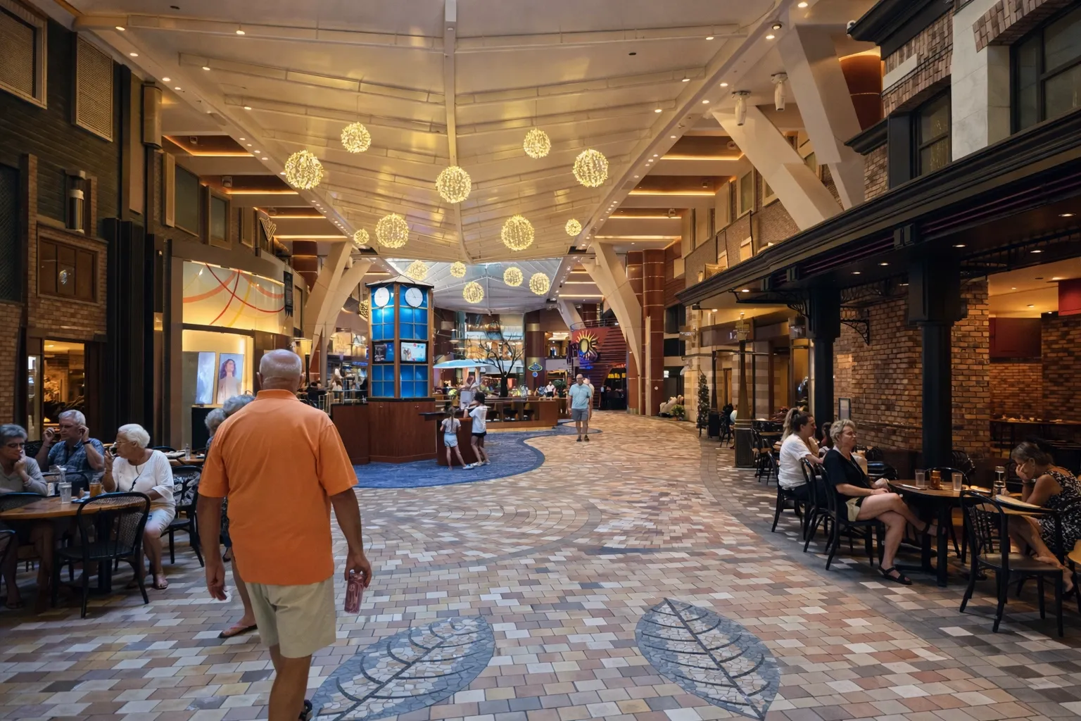 Spacious and elegant cruise ship promenade
