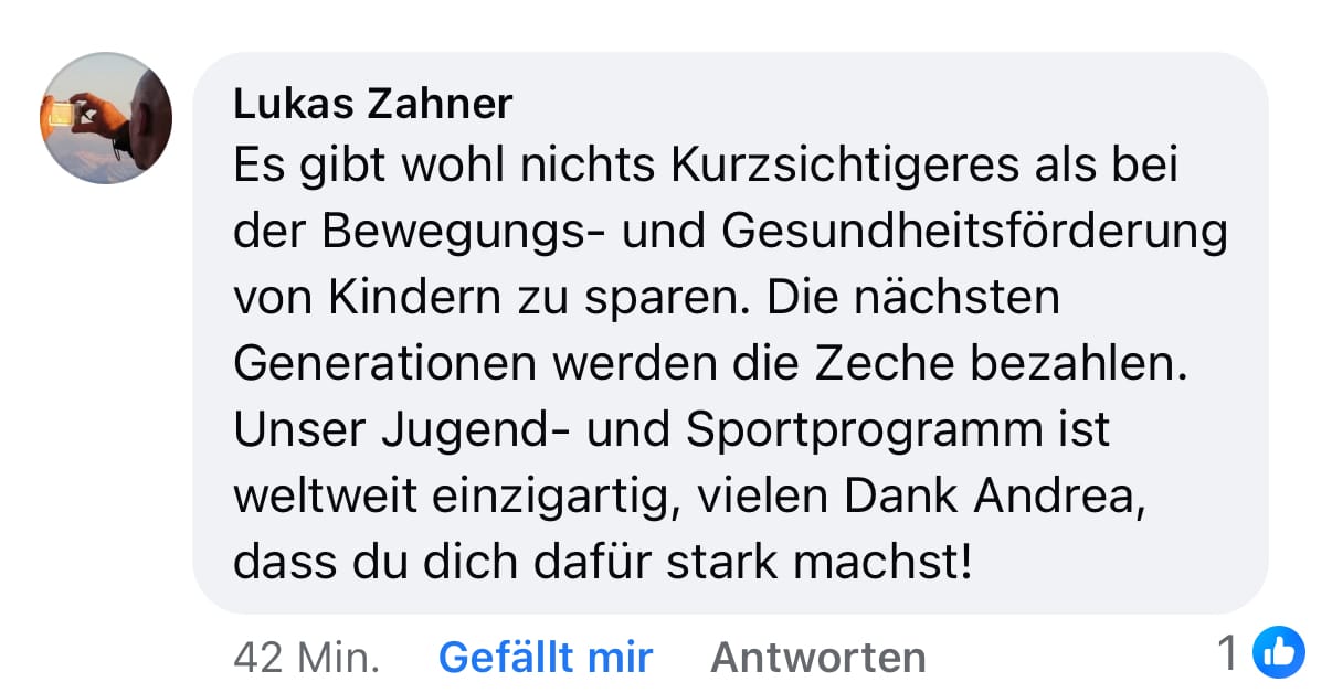 Kommentar zu den Sport Sparmassnahmen