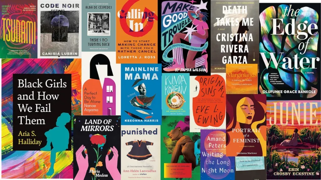 A colorful collage of all the book covers featured in this month's list.