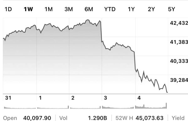 chart of plunging stock market