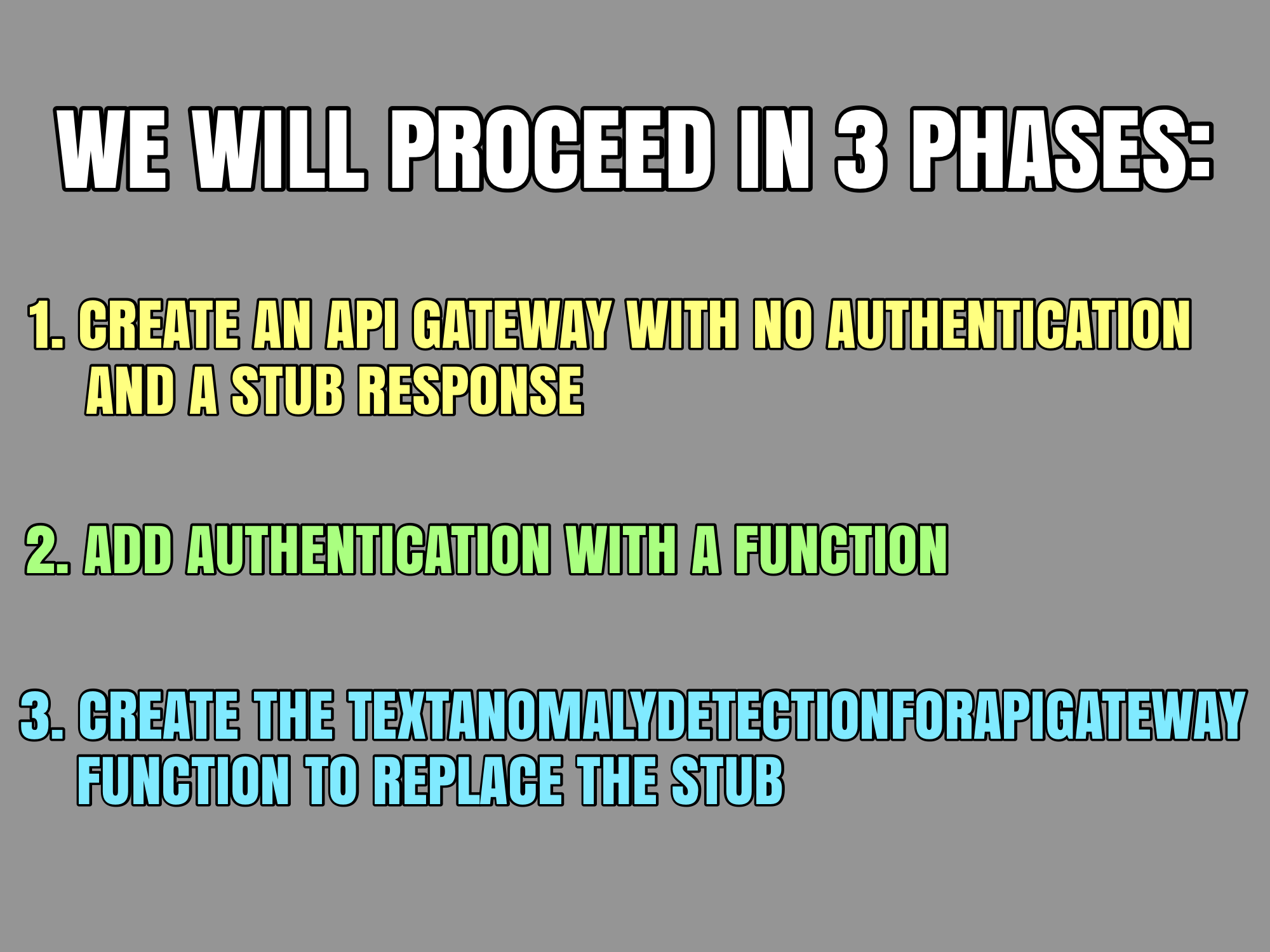 We proceed in 3 phases