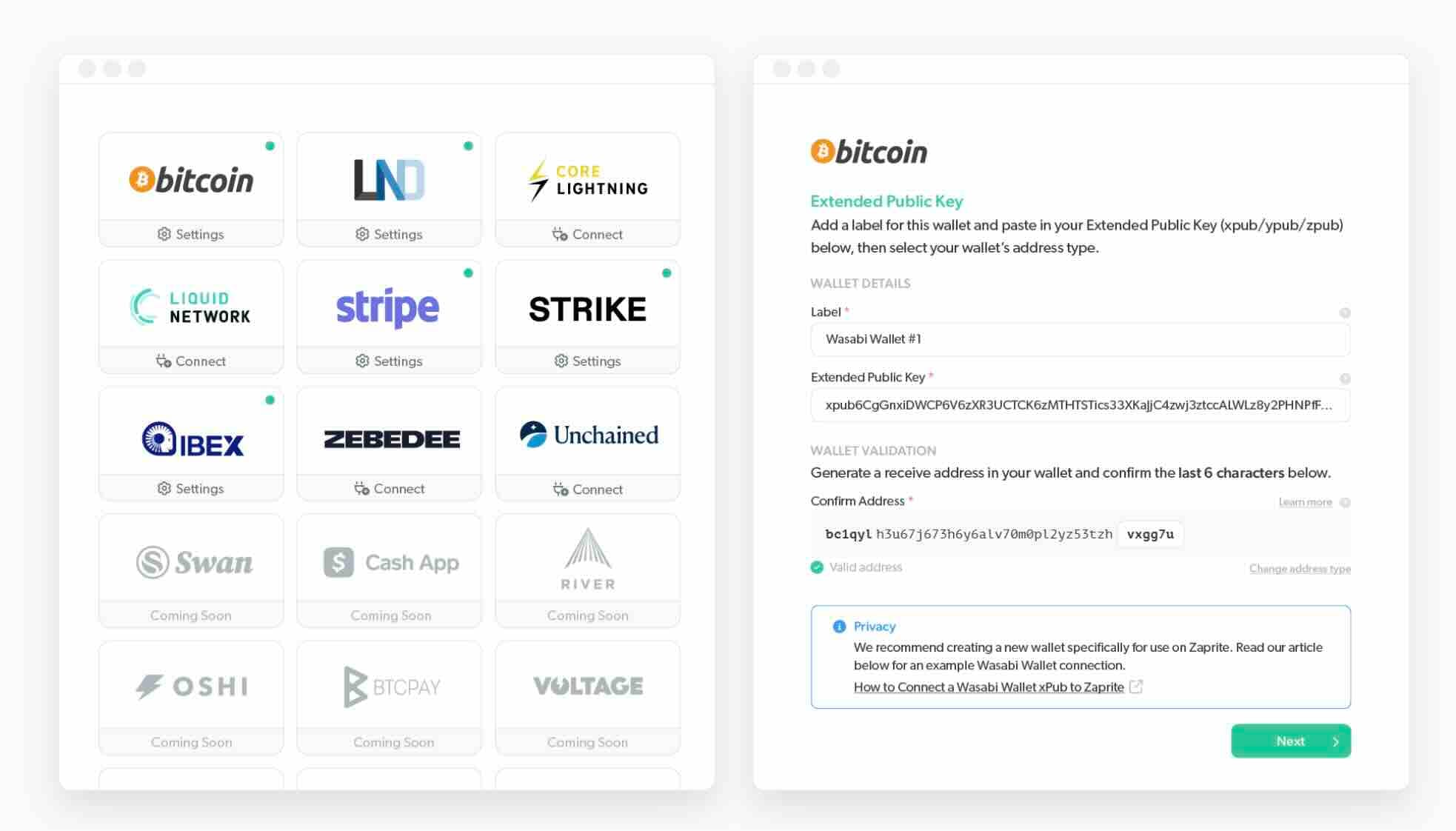 Accept on-chain Bitcoin - Zaprite