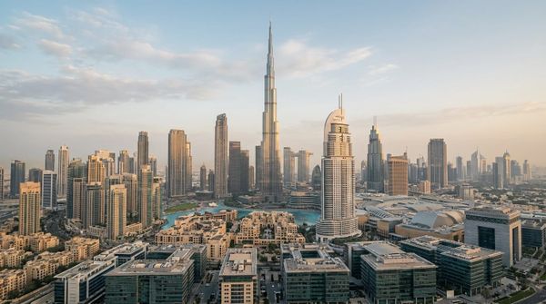 Aerial view of modern Dubai business towers representing the UAE's free zones
