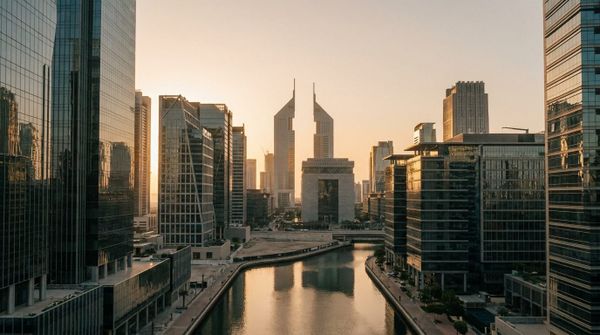 Dubai financial district skyline at golden hour, representing UAE corporate tax in 2026