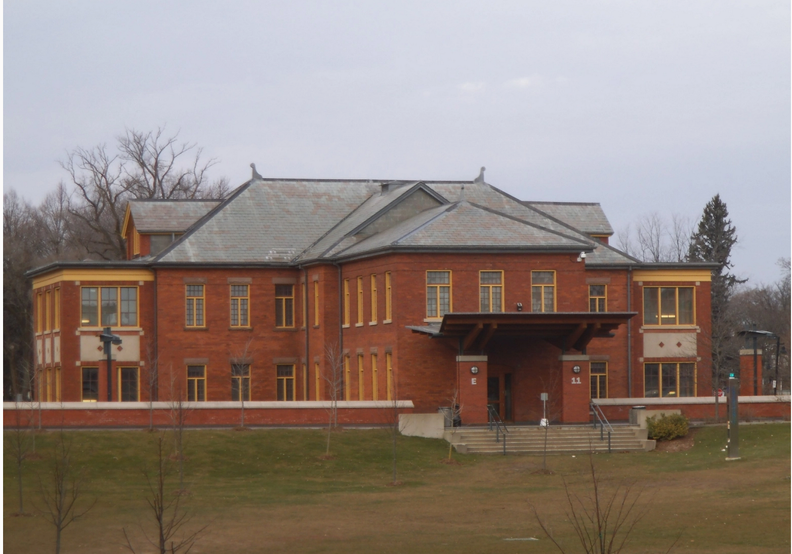 A large, stately building on the grounds of Humber College