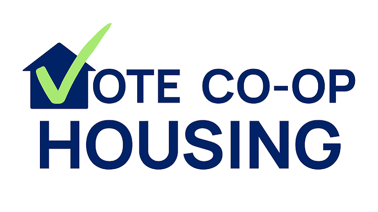 Text reads: Vote Co-op Housing.