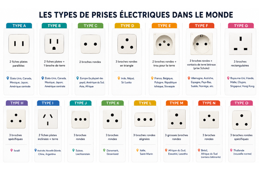type de prise électrique par pays