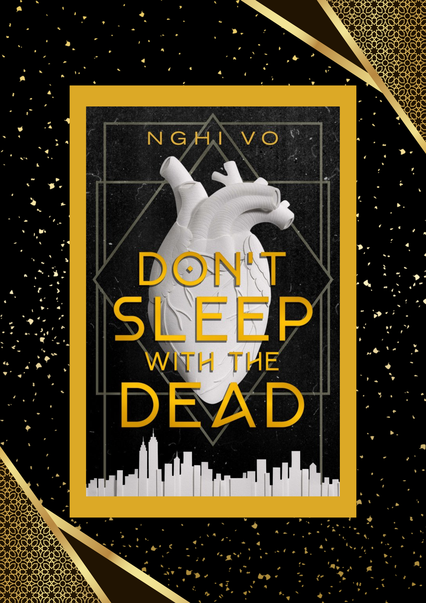  The cover of Don’t Sleep With the Dead by Nghi Vo over a black and gold background