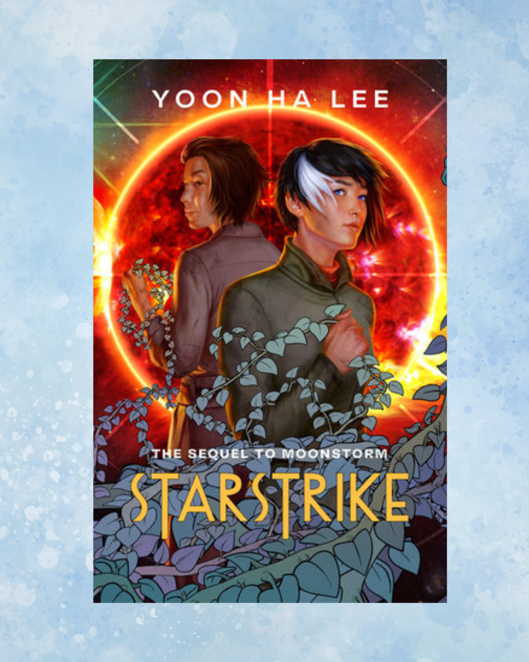 Book cover over blue bubble background