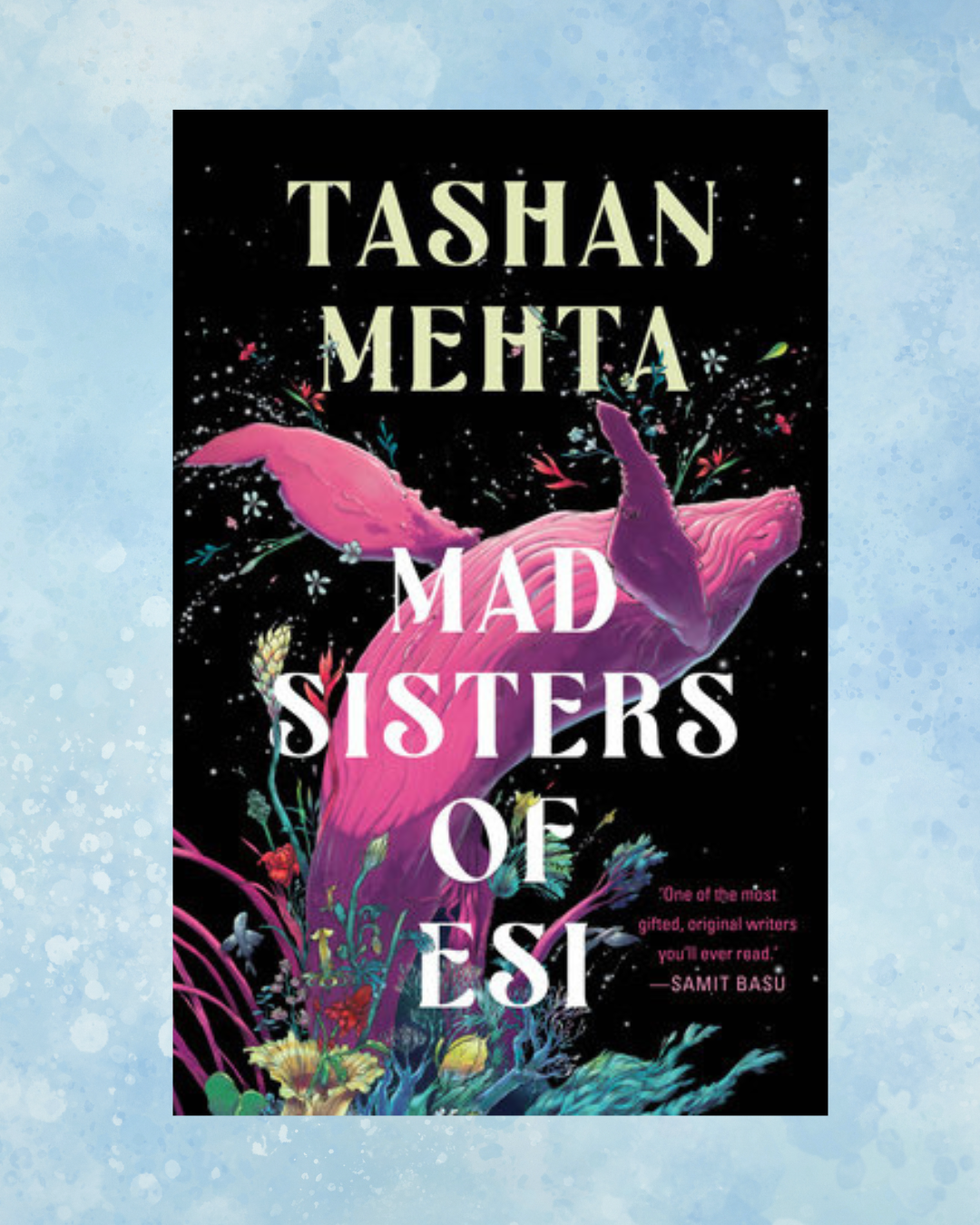 Book cover over blue bubble background