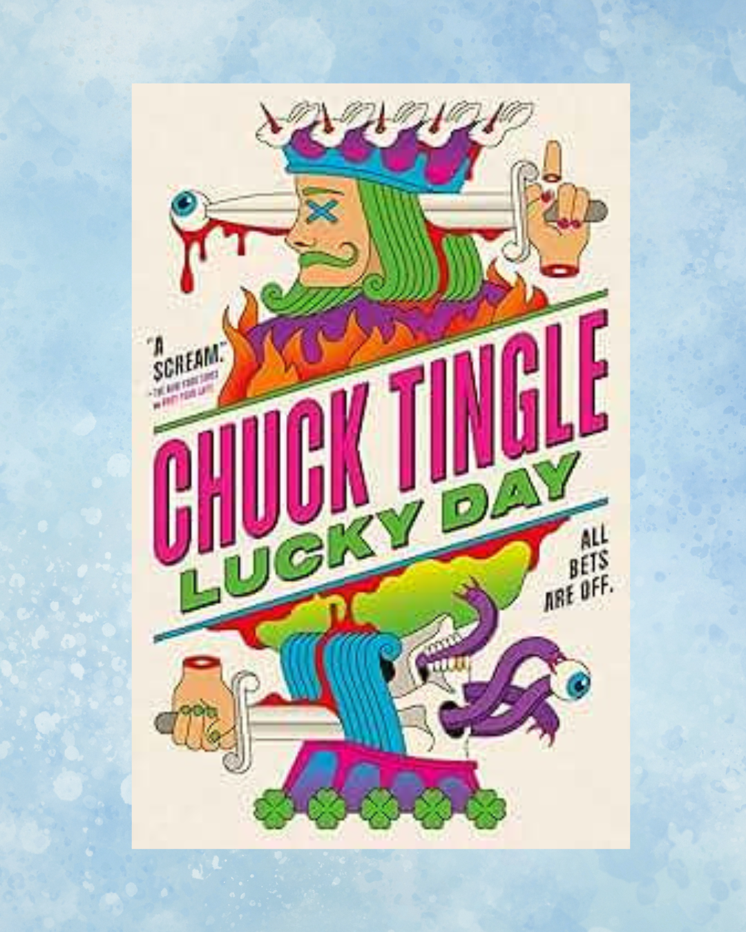 Book cover over blue bubble background