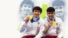 Editorial illustration of Qatar’s Mashari and Rashed Naif holding their Asian Games gold medals