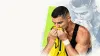 Generated editorial illustration of Cristiano Ronaldo kissing a folded yellow Al Nassr shirt, with his hands obscuring the Saudi emblem.