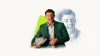 Rory McIlroy in a green jacket holds a silver clubhouse trophy in a cream, blue-grey and green editorial collage.